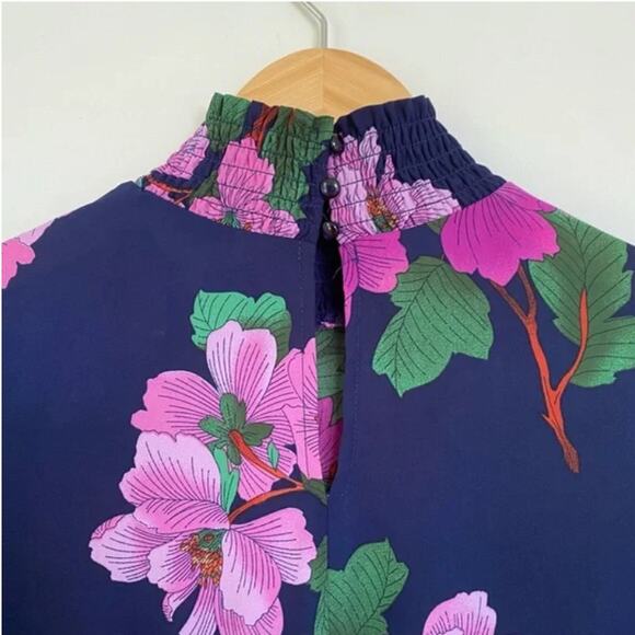 Nanette Lepore Floral Smocked Neck Midi Dress 2 - Picture 6 of 9